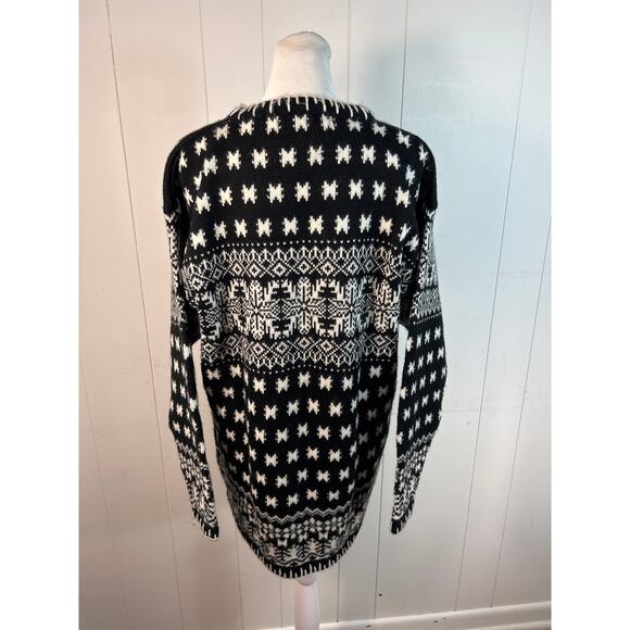 Obermeyer Sweater Women Black White Icicle Ski Relaxed Acrylic Wool Size M - Picture 2 of 4